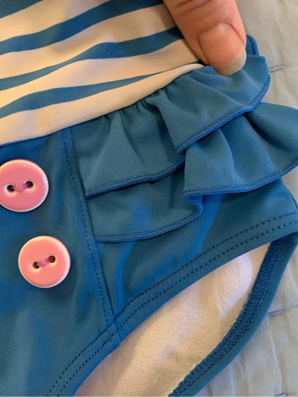 Vintage-Inspired Pink & Blue Striped Bow Sailor-Style One-Piece Swimsuit 12-18M